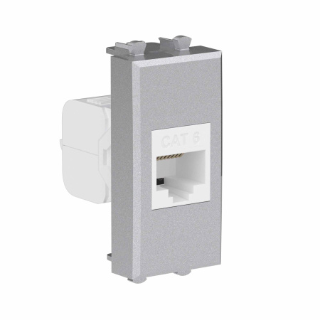 Компьютерная розетка RJ-45 без шторки модульная, кат.6, "Avanti", "Закаленная сталь", 1 модуль DKC Компьютерная розетка RJ-45 без шторки модульная, кат.6, "Avanti", "Закаленная сталь", 1 модуль DKC