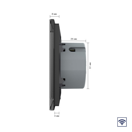 Сенсорный радиоуправляемый выключатель 2 клавиши (1-1), 2 поста Черный Livolo