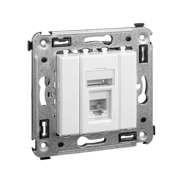 Телефонная розетка RJ-12 в стену одинарная, "Avanti", "Белое облако" DKC