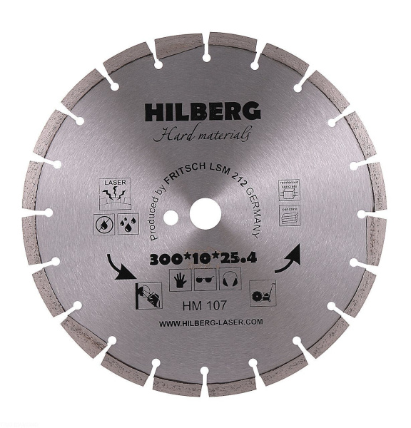 Диск алмазный отрезной 300*25,4*12 Hard Materials Лазер HM107 Hilberg