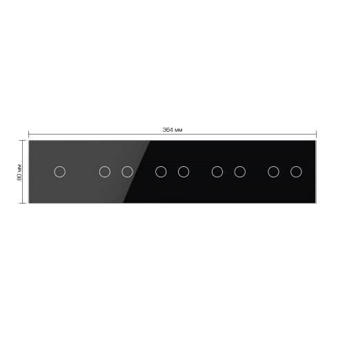 Панель для пяти сенсорных выключателей, 9 клавиш (1+2+2+2+2), цвет черный, стекло Livolo фото 2