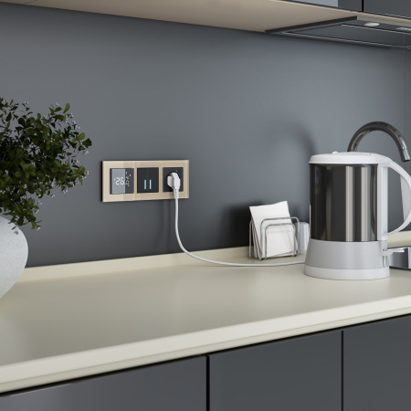 Сенсорный терморегулятор  для теплого пола СУ Wi-Fi 16А Черный IP20 Werkel