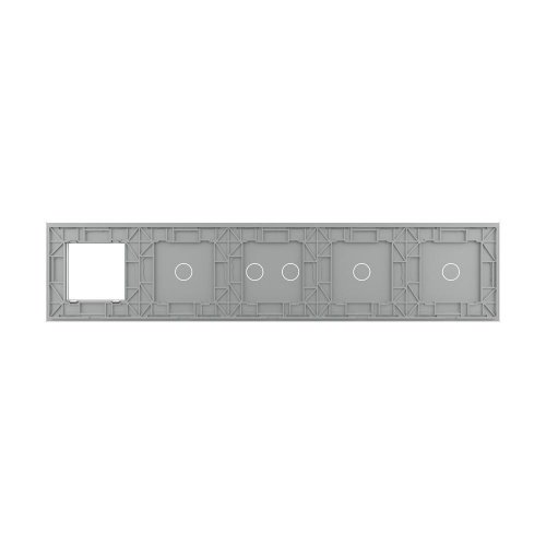 Панель для 4-х сенсорных выключателей и розетки, 5 клавиш (1+1+2+1), цвет серый, стекло Livolo фото 5