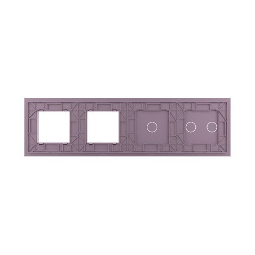 Панель для 2-х сенсорных выключателей и 2-х розеток, 3 клавиши (2+1), цвет розовый, стекло Livolo фото 4