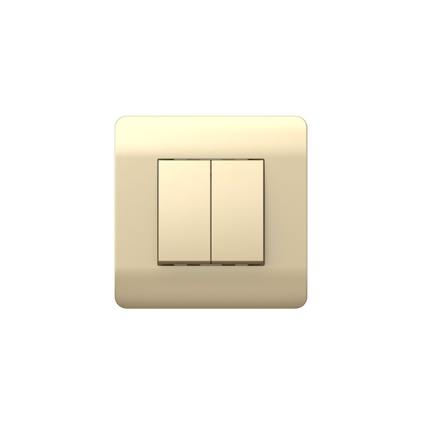 Выключатель 2-клавишный с подсветкой, 10А, шампань NEW3-E CHINT