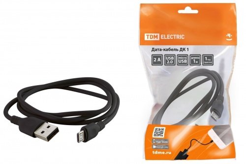 Дата-кабель, ДК 1, USB - micro USB, 1 м, черный, TDM фото 2