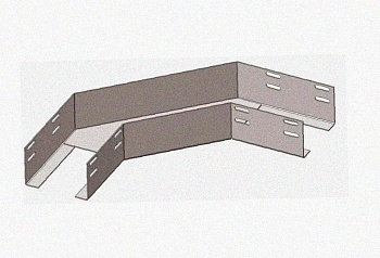 Лоток угловой замковый глухой КГЗГ 300х110-135 УХЛ1 поворот на 135, горячее цинкование, S1,5