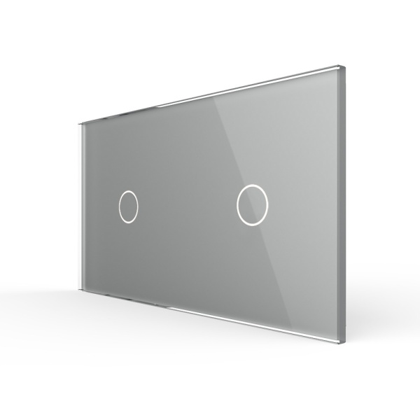 Панель для двух одноклавишных выключателей серая Livolo
