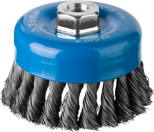 Профессионал. Щетка чашечная для УШМ, плетеные пучки стальной проволоки 0,5мм, 100ммхМ14 ЗУБР