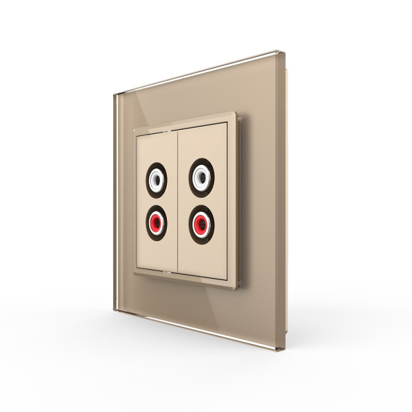 Розетка аудио RCA "2-ой тюльпан" двойная Золотая Livolo Розетка аудио RCA "2-ой тюльпан" двойная Золотая Livolo