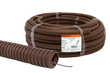 Труба гофрированная ПВХ d 16 с зондом (25 м) легкая "ЭКО" (бук) TDM
