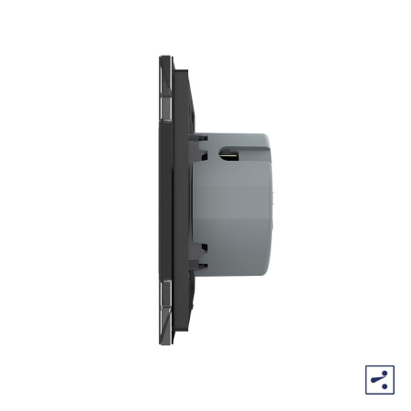 Сенсорный проходной выключатель Quadro 1 клавиша 1 пост Черный Livolo