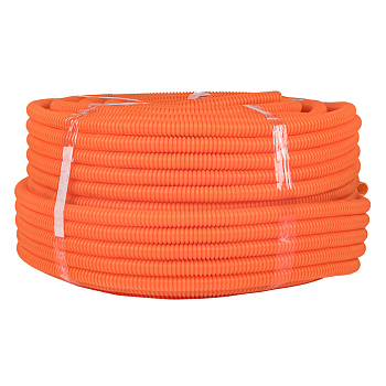 Труба гофр, ПНД тяжелая с протяжкой d20 мм (100 м) оранжевая EKF-Plast