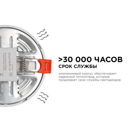 LP-02 Светодиодная панель встраиваемая с регулировкой под посадочное отверстие, 6Вт, 230В/50Гц, 500лм, 4500К, Ø100х24мм, круглая, драйвер на корпусе O