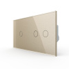 Сенсорный выключатель 3 клавиши (1-2), 2 поста, цвет шампань Livolo