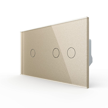 Сенсорный выключатель 3 клавиши (1-2), 2 поста, цвет шампань Livolo