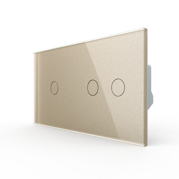 Сенсорный выключатель 3 клавиши (1-2), 2 поста, цвет шампань Livolo