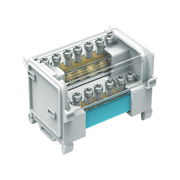 Блок распределительный на DIN рейку 2р 100А, 5х6мм 1х8мм 1х9мм. DKC