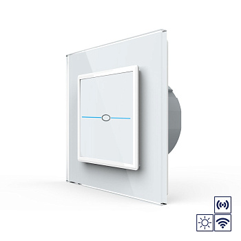 Сенсорный импульсный радиоуправляемый выключатель Quadro сухой контакт 1 клавиша Белый Livolo