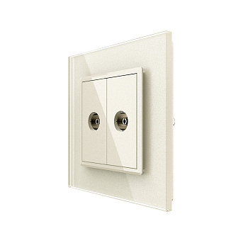 Розетка телевизионная двойная 1 пост, цвет шампань Livolo