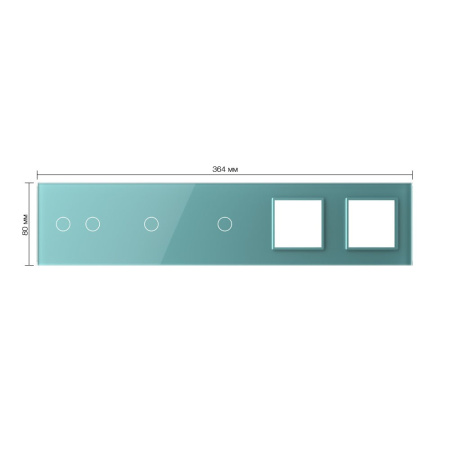 Панель для 3-х сенсорных выключателей и 2-х розеток, 4 клавиши (2+1+1), цвет зеленый, стекло Livolo