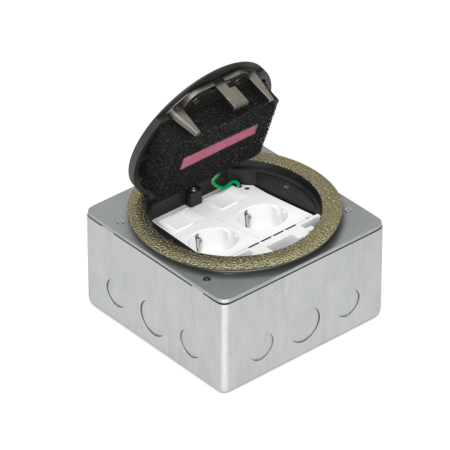 Donel Лючок в пол 4 мод. (2 мод. 45х45 мм.), античная латунь, круглый, металл, IP65, (с уст. набором)