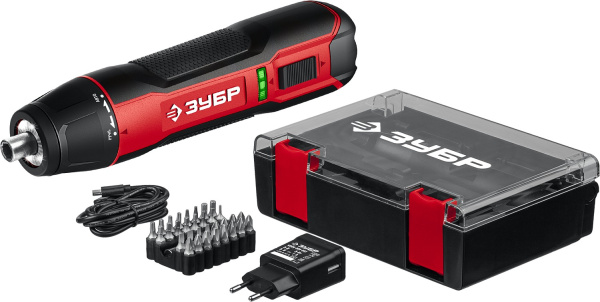ЗО-4 КН33 отвертка аккумуляторная 3.6 В, в кейсе с набором 33 бит ЗУБР