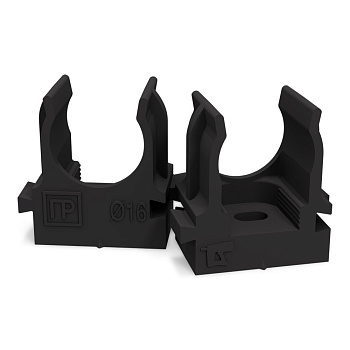 Крепеж-клипса для труб для прямого монтажа черная в гофроящике d16 мм (1400шт/кор) Промрукав