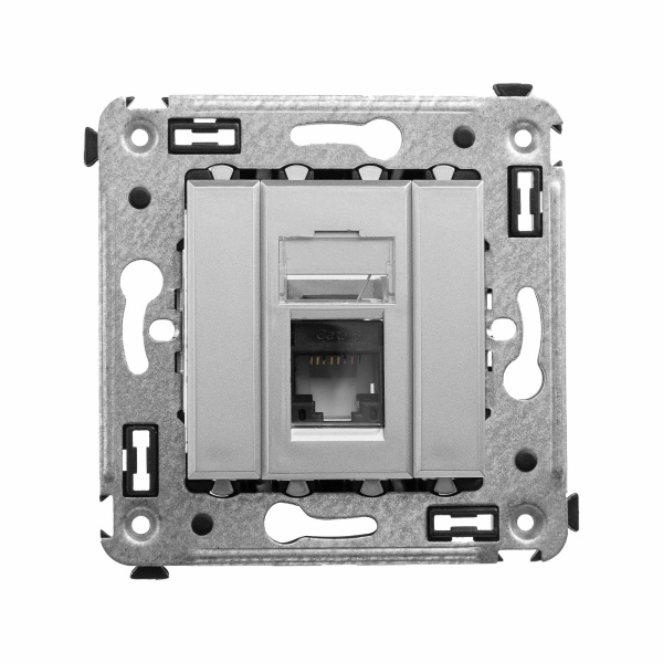 Компьютерная розетка RJ-45 в стену, кат.6 одинарная,"Avanti", "Закаленная сталь" DKC