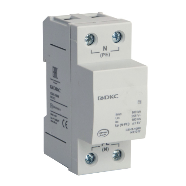 УЗИП, класс I, 1-полюсный, N-PE, 100кА DKC