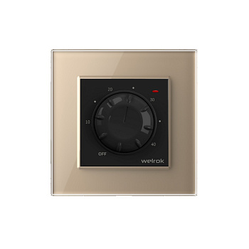 Терморегулятор Welrok RTP для рамки LIVOLO с механическим управлением, датчик пола 3 м, цвет черный с золотой рамкой