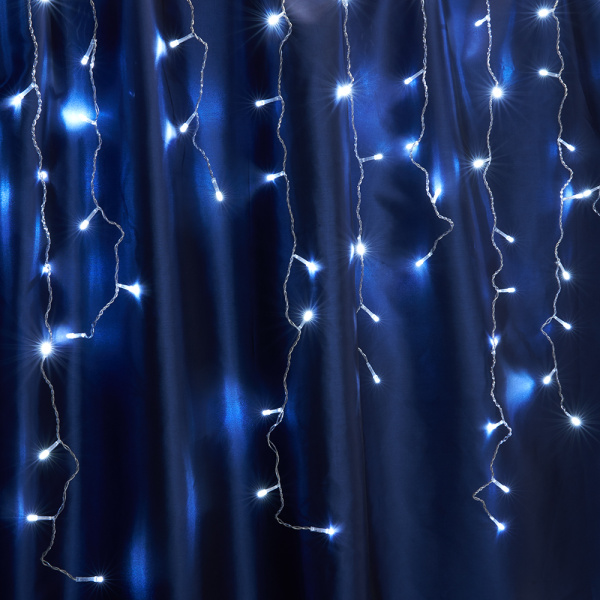 Св/д гирлянда Feron CL23 бахрома, статичная, 5,3м*0,7м + 3м 230V синий, прозр.шнур