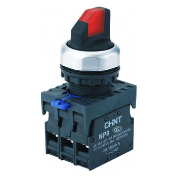 Переключатель подсвет. NP8-10XD/214, 2 полож. фикс., красн., AC110-230В(LED), 1НО+1НЗ, IP65 (R) CHINT Переключатель подсвет. NP8-10XD/214, 2 полож. фикс., красн., AC110-230В(LED), 1НО+1НЗ, IP65 (R) CHINT