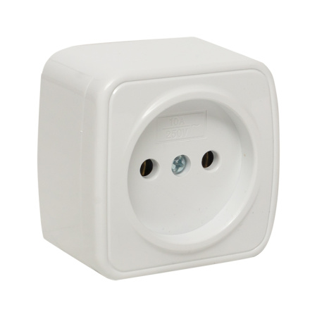 Минск Розетка 1-местная ОП 10А без заземления белая Basic EKF