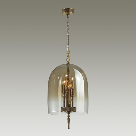 Подвес E14 4*40W BELL бронзовый с патиной/"коньячный"/стекло ODEON LIGHT