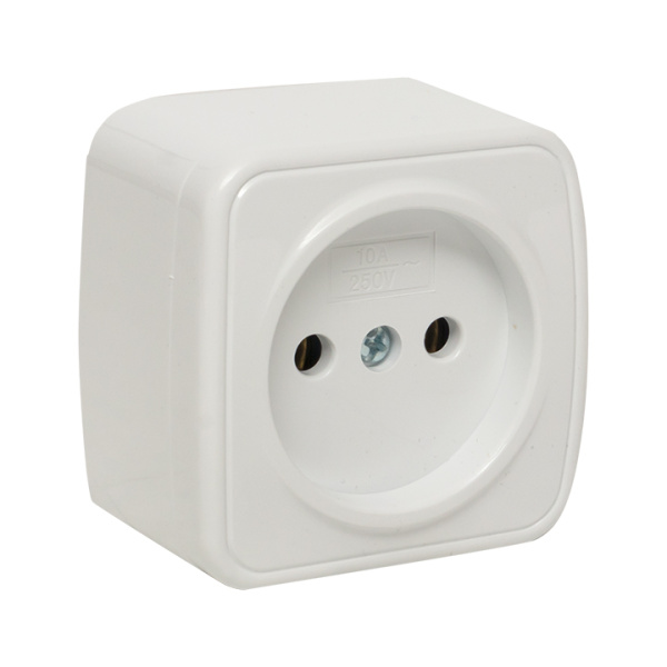 Минск Розетка 1-местная ОП 10А без заземления белая Basic EKF Минск Розетка 1-местная ОП 10А без заземления белая Basic EKF