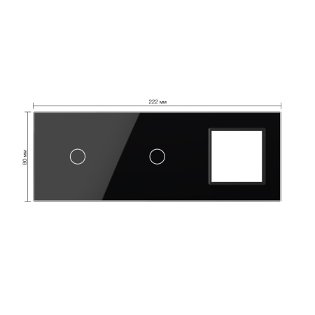 Панель тройная: 1 выключатель + 1 выключатель + 1 розетка Черная Livolo