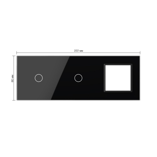 Панель тройная: 1 выключатель + 1 выключатель + 1 розетка Черная Livolo