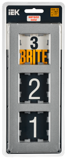 BRITE Рамка 3-мест. РУ-3-1-Бр металл алюм. RE IEK