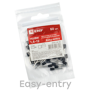 Наконечник штыревой втулочный изолированный НШвИ 1,5-12 (50шт) PROxima EKF