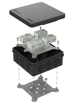 Коробка огнестойкая разветвительная для о/п двухкомпонентная 60-0303-9005-FR6.0-4-8-Р Е15-Е60 100х100х40 RAL9005 Промрукав (17 шт/уп)
