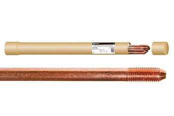 Штырь заземления резьбовой стальной омедненный 0,25мм c резьбой, D=14, L=1500 СТАМ25.14.1500Р TDM