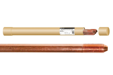 Штырь заземления резьбовой стальной омедненный 0,25мм c резьбой, D=14, L=1500 СТАМ25.14.1500Р TDM