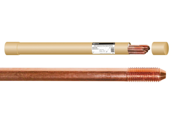 Штырь заземления резьбовой стальной омедненный 0,25мм c резьбой, D=14, L=1500 СТАМ25.14.1500Р TDM