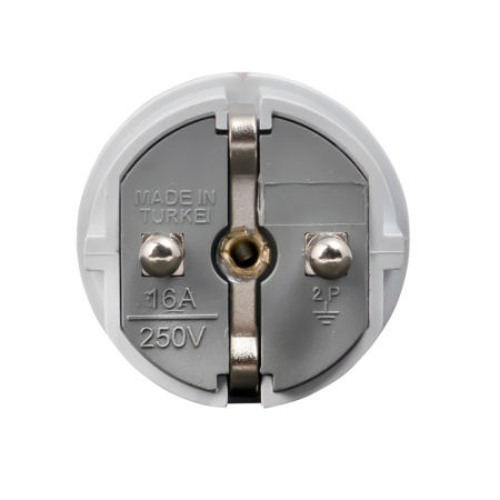 Вилка прямая усиленная с заземлением белая 16А 250В Proxima EKF