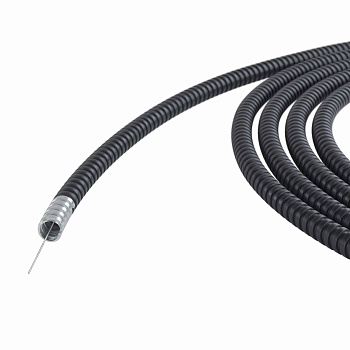 Металлорукав DN 10мм в герметичной ПВХ изоляции, низкотемпературный, Dвн 10,0 мм, Dнар 14,0, с протяжкой, 100 м, цвет чёрный DKC