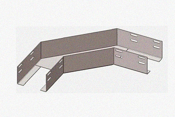 Лоток угловой замковый глухой КГЗГ 300х100-90 УТ1,5 поворот на 90, горячее цинкование S1,0