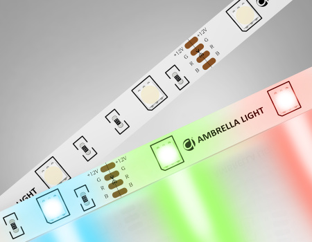 Светодиодная лента RGB GS2201 5050 30Led/ 7.2W m/ 12V IP20 RGB/ 5000*10*1.87mm/ кратность резки 100mm (4 конт.) Ambrella Light
