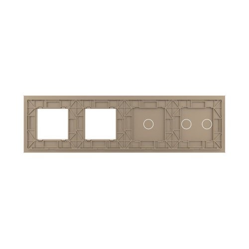 Панель для 2-х сенсорных выключателей и 2-х розеток, 3 клавиши (2+1), цвет золотой, стекло Livolo фото 4