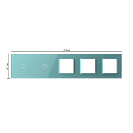 Панель для 2-х сенсорных выключателей и 3-х розеток, 2 клавиши (1+1), цвет зеленый, стекло Livolo
